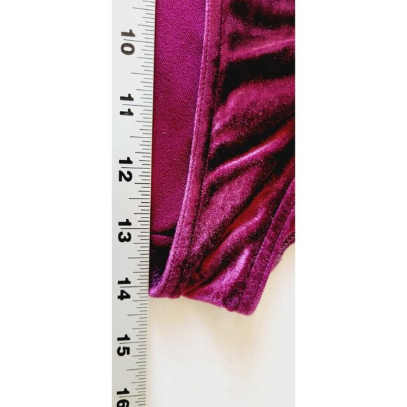 ASOS Burgundy US 8 Velour Bikini Swimsuit High Waisted High Cut Bottom - Picture 4 of 6